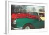 Hunter Strapped to Fender, Deer Driving-null-Framed Art Print