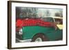 Hunter Strapped to Fender, Deer Driving-null-Framed Art Print