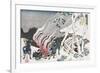 Hunters by a Fire in the Snow'-Katsushika Hokusai-Framed Giclee Print