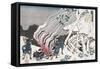 Hunters by a Fire in the Snow'-Katsushika Hokusai-Framed Stretched Canvas