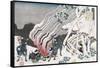 Hunters by a Fire in the Snow'-Katsushika Hokusai-Framed Stretched Canvas