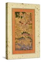 Hunters Capturing Elephants, from the Large Clive Album, C.1760-65 (Tinted Drawing on Paper)-Mughal-Stretched Canvas
