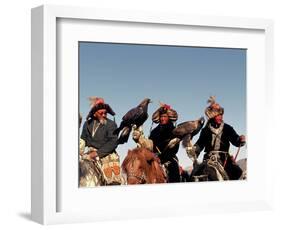 Hunters from Sagsai Sum, Bechik, Tek and Khalbek, Golden Eagle Festival, Mongolia-Amos Nachoum-Framed Photographic Print