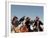 Hunters from Sagsai Sum, Bechik, Tek and Khalbek, Golden Eagle Festival, Mongolia-Amos Nachoum-Framed Photographic Print