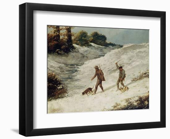 Hunters in the Snow or the Poachers-Gustave Courbet-Framed Giclee Print