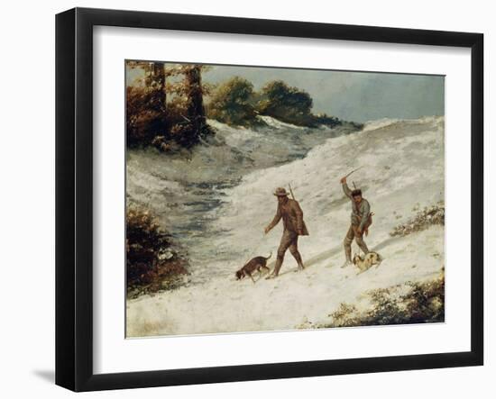 Hunters in the Snow or the Poachers-Gustave Courbet-Framed Giclee Print