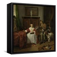 Hunters Present-Gabriel Metsu-Framed Stretched Canvas