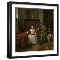 Hunters Present-Gabriel Metsu-Framed Art Print