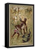 Hunting a Black Snake-null-Framed Stretched Canvas