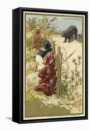 Hunting a Grey Bear-null-Framed Stretched Canvas