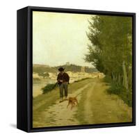 Hunting Along Banks of Arno in Florence-null-Framed Stretched Canvas