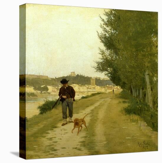 Hunting Along Banks of Arno in Florence-null-Stretched Canvas