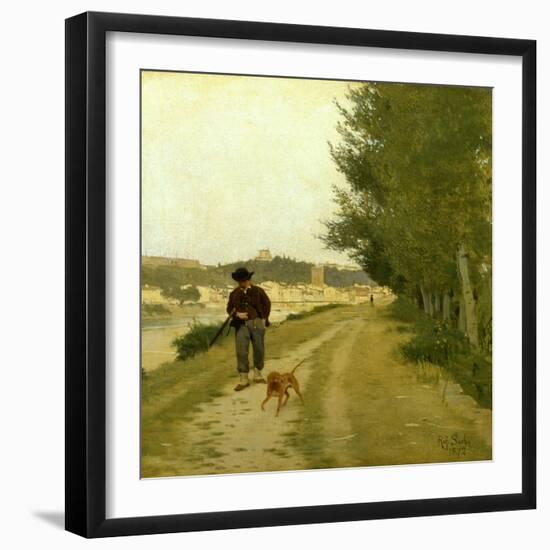 Hunting Along Banks of Arno in Florence-null-Framed Giclee Print