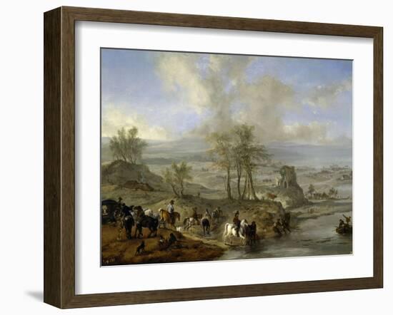 Hunting and Fishing Party, 1660-1662-Philips Wouwerman-Framed Giclee Print