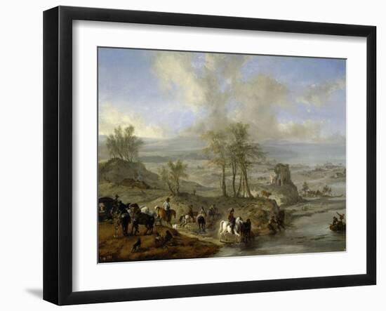 Hunting and Fishing Party, 1660-1662-Philips Wouwerman-Framed Giclee Print