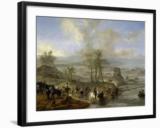 Hunting and Fishing Party, 1660-1662-Philips Wouwerman-Framed Giclee Print