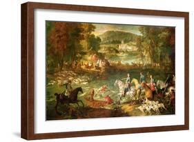 Hunting at the Saint-Jean Pond in the Forest of Compiegne, Before 1734-Jean-Baptiste Oudry-Framed Giclee Print