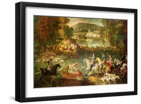 Hunting at the Saint-Jean Pond in the Forest of Compiegne, Before 1734-Jean-Baptiste Oudry-Framed Giclee Print