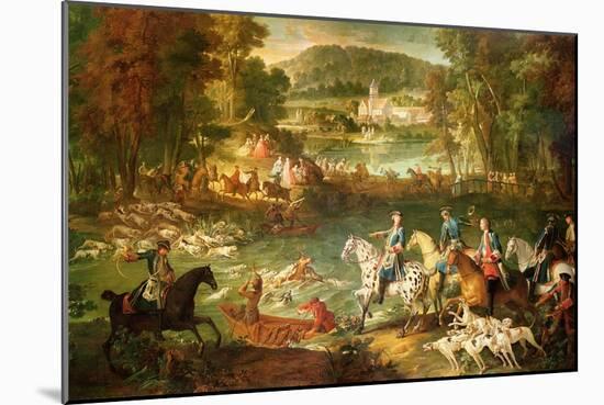 Hunting at the Saint-Jean Pond in the Forest of Compiegne, Before 1734-Jean-Baptiste Oudry-Mounted Giclee Print