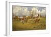 Hunting below the ruins at Knepp (Sussex) Castle-John King-Framed Premium Giclee Print