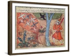 Hunting Birds, from The Book of Kalila and Dimna, from The Fables of Bidpay-null-Framed Giclee Print