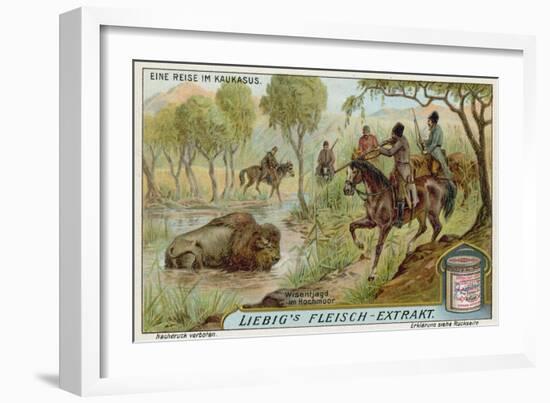 Hunting Bison in a Swamp-null-Framed Giclee Print