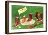 Hunting Boots and Shoes, Rifle-null-Framed Art Print