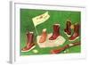 Hunting Boots and Shoes, Rifle-null-Framed Art Print