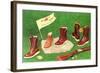 Hunting Boots and Shoes, Rifle-null-Framed Art Print