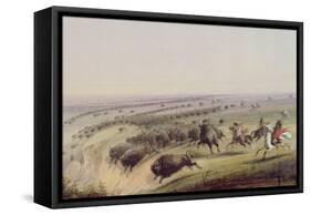 Hunting Buffalo, 1837-Alfred Jacob Miller-Framed Stretched Canvas