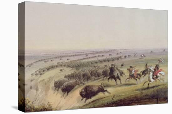 Hunting Buffalo, 1837-Alfred Jacob Miller-Stretched Canvas