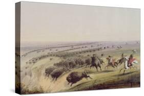 Hunting Buffalo, 1837-Alfred Jacob Miller-Stretched Canvas