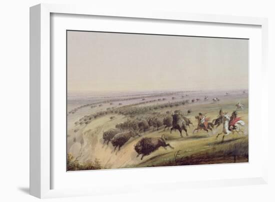 Hunting Buffalo, 1837-Alfred Jacob Miller-Framed Giclee Print