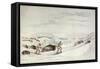 Hunting Buffalo on Snow-Shoes-George Catlin-Framed Stretched Canvas