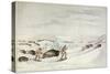 Hunting Buffalo on Snow-Shoes-George Catlin-Stretched Canvas