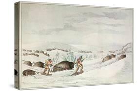 Hunting Buffalo on Snow-Shoes-George Catlin-Stretched Canvas