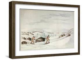 Hunting Buffalo on Snow-Shoes-George Catlin-Framed Giclee Print