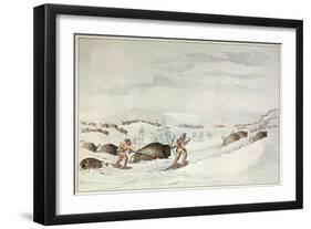 Hunting Buffalo on Snow-Shoes-George Catlin-Framed Giclee Print