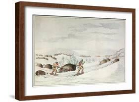 Hunting Buffalo on Snow-Shoes-George Catlin-Framed Giclee Print