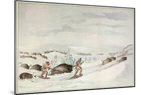 Hunting Buffalo on Snow-Shoes-George Catlin-Mounted Giclee Print