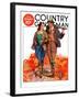 "Hunting Couple on Walk," Country Gentleman Cover, November 1, 1936-J. Hennesy-Framed Giclee Print