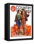 "Hunting Couple on Walk," Country Gentleman Cover, November 1, 1936-J. Hennesy-Framed Stretched Canvas