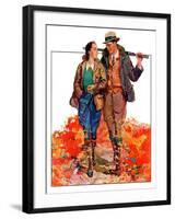 "Hunting Couple on Walk,"November 1, 1936-J. Hennesy-Framed Giclee Print