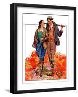 "Hunting Couple on Walk,"November 1, 1936-J. Hennesy-Framed Giclee Print