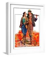 "Hunting Couple on Walk,"November 1, 1936-J. Hennesy-Framed Giclee Print