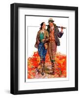 "Hunting Couple on Walk,"November 1, 1936-J. Hennesy-Framed Premium Giclee Print