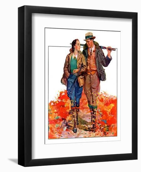 "Hunting Couple on Walk,"November 1, 1936-J. Hennesy-Framed Premium Giclee Print