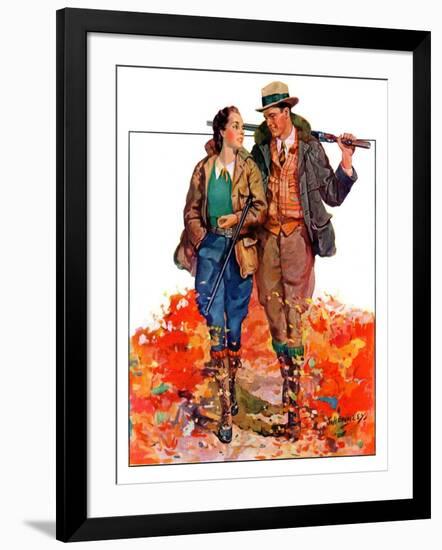 "Hunting Couple on Walk,"November 1, 1936-J. Hennesy-Framed Giclee Print