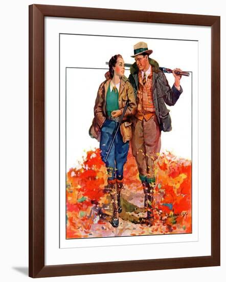 "Hunting Couple on Walk,"November 1, 1936-J. Hennesy-Framed Giclee Print