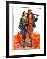 "Hunting Couple on Walk,"November 1, 1936-J. Hennesy-Framed Giclee Print